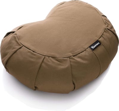 Halve maan yogakussen, 42 cm lang, 30 cm breed en 15 cm hoog, met vulling van boekweit-spelt, machinewasbare overtrek van 100% extra dik katoen, meditatiekussen, zitkussen