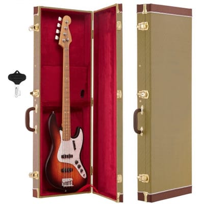 VEVOR elektrische gitaarkoffer voor 39-inch ST/Tele gitaren, 105 cm harde koffer, houten gitaarkoffer met slot, vulling, accessoirevak en sleutel, rechthoekige hardcase.