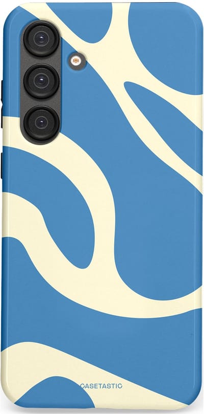 Casetastic hoesje geschikt voor Samsung Galaxy S25 Plus - Dubbellaagse bescherming - Lichtblauwe water vlekken - Fashion Case - Lavendel Crème Lichtblauw