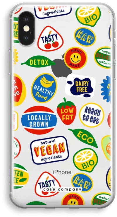 Case Company® - Hoesje geschikt voor iPhone XS hoesje - Fruitsticker - Soft Cover Telefoonhoesje - Bescherming aan alle Kanten en Schermrand