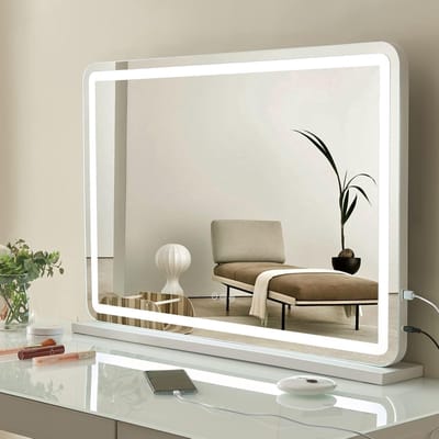 Verlichte make-upspiegel - 80 x 55 cm - Hollywood stijl - 10x vergroting - Dimbaar - Make-up/slaapkamer