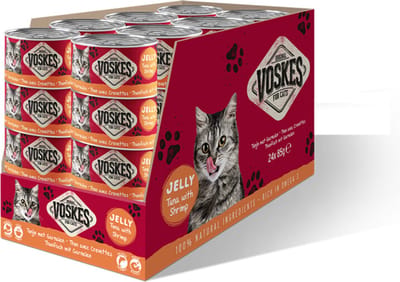 Voskes Kattenvoer Nat Tonijn met Garnalen - 24 x 85 gr - Voordeelverpakking