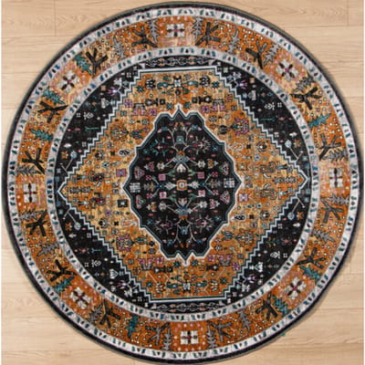 Muratap Picasso paloma rond vintage vloerkleed multi / geel laagpolig- 300 cm rond