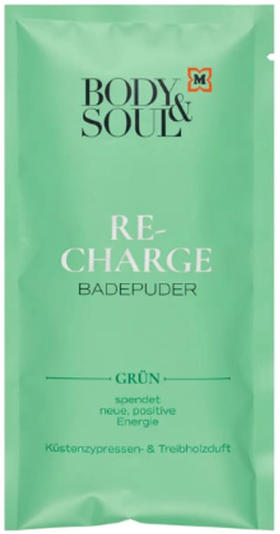 Body&Soul Badpoeder - Bubbelbad - Recharge | 1x60g - Kustcipres en Drijfhout | Groen - Geeft nieuwe, positieve energie
