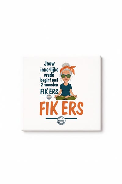 Grappige Innerlijke Vrede Tegel – “Jouw Innerlijke Vrede Begint Met Wonen Zonder Flikkers” Cartoon Meisje Design – Humoristische Keramische Decoratieve Tegel Cadeau