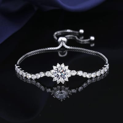 Bedel Dames Witte Zirkonia Steen Sneeuwvlok Armband Schattig Kleur Verstelbaar Bruiloft Sieraden Voor Vrouwen gray