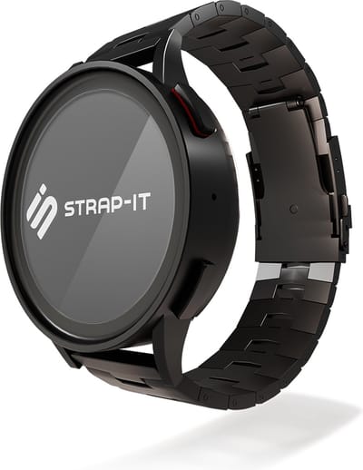 Strap-it Titanium grain horlogeband - geschikt voor Huawei Watch GT 2 Pro / GT / GT 2 / GT 3 / GT 3 Pro 46mm / GT 4 46mm / GT 5 & 5 Pro (46mm) / GT 4 46mm / GT 5 & 5 Pro (46mm) / GT Runner / Watch 3 - Pro / Watch 4 (Pro) / Watch Ultimate - zwart