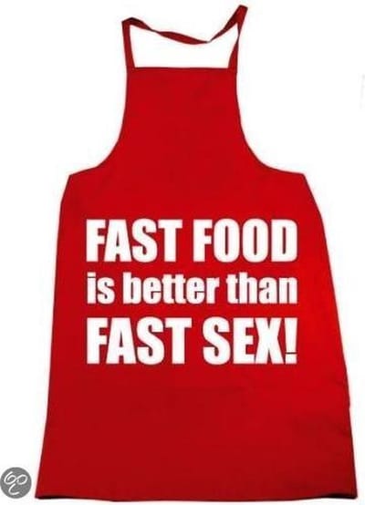 FAST FOOD is better than FAST Sex! - Luxe Schort Keukenschort met tekst - Rood