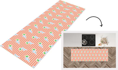 Keukenloper - Loper keuken - Bloemen - Ruiten - Patroon - 150x50 cm - Keukenloper vinyl