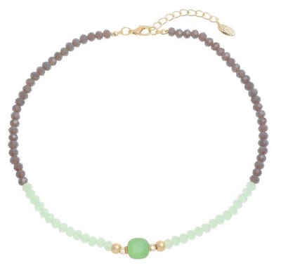 Behave Korte ketting met facet geslepen glaskralen 43 cm lang + 5 cm verlengketting