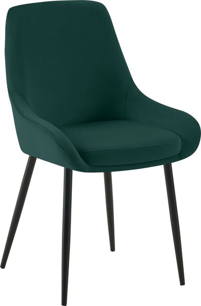 CLP Elmira Eetkamerstoel - Klassiek - Met rugleuning - Met armleuning - Met rugleuning - Velvet - zwart/groen