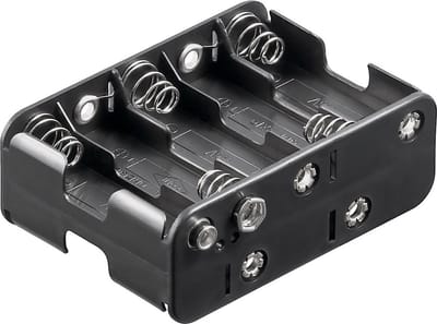 Batterijhouder voor 10 AA-batterijen - push-on bevestiging