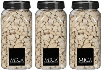 Mica Decorations decoratie steentjes - 3x - creme wit - 1 kilo - 650ml - hobby steentjes