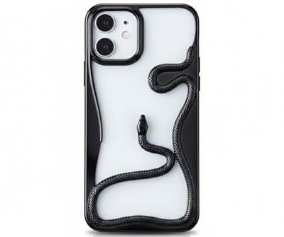 Zwart slang design telefoon hoesje geschikt voor iPhone 12 dames en heren met 3D reliëf slang detail, zachte TPU backcover met electroplating rand en effen kleur afwerking