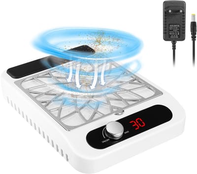 80W nagelstofafzuiger met 2 herbruikbare filters - elektrische manicure stofzuiger met 10 standen - wit