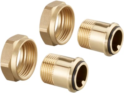 OVENTROP Aansluitset met buitendraadnippels voor Cocon QTZ PN 25 en PN 16 en Optibal W6 DN 15, R 1/2, bestaande uit twee nippels met O-ringen en wartelmoeren, 1140282