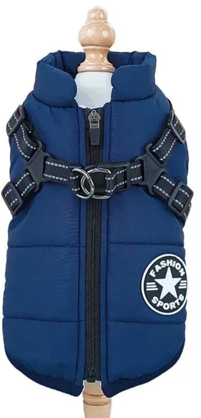 Huisdierenjas met Geïntegreerd Harnas - Hondenjas - Hondenharnas - Donkerblauw - 5XL (20kg-30kg)