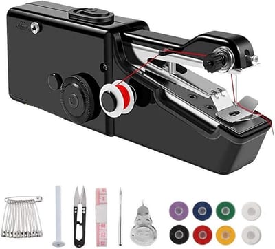 Mini naaimachine - Handbediend gereedschap - Kleding repareren - Draagbaar en lichtgewicht - 10x10x10 millimeter - Zwart