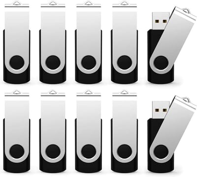 USB Flash Drives - Geheugensticks Geheugen - Bestanden Opslaan - Bulk Pakket 10 Stuks - 1.14 x 5.72 cm - Zwart