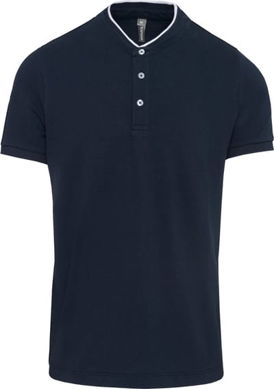 Herenpolo met maokraag en korte mouwen Kariban maat 3XL Donkerblauw/Wit