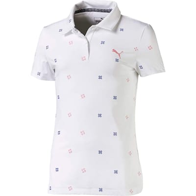 Puma DryCell Ditsy Polo Shirt Korte Mouw Wit Meisjes Top 595453 01