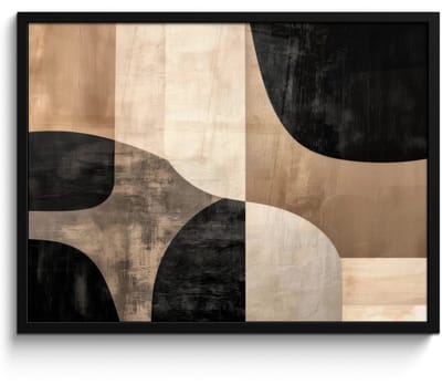 Poster in lijst - Fotolijst 80x60 cm - Posters - Abstract - Vlakken - Zwart - Rond - Posterlijst zwart - Decoratie - Wanddecoratie woonkamer - Muurdecoratie slaapkamer