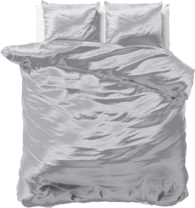 Decoware Dekbedovertrek Glans Satijn 140x220 cm - Grijs - Met Kussensloop - Eenpersoons