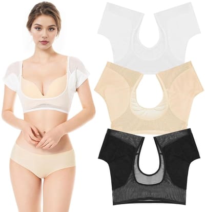 Allecto Plus - Okselpads voor dames 3 stuks in zwart wit beige XL - Zweetabsorberend onderarmpads.