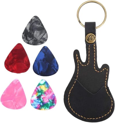 Leren plectrumtas in zwart, comfortabele en handige tas voor het opbergen van plectra en accessoires