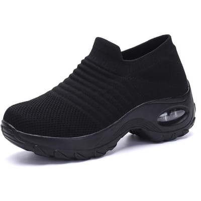 Lente Dames Sneakers Schoenen Platte Slip-on Platform Sneakers voor Dames Zwart Ademend Mesh Sok Sneakers Schoenen 35 black