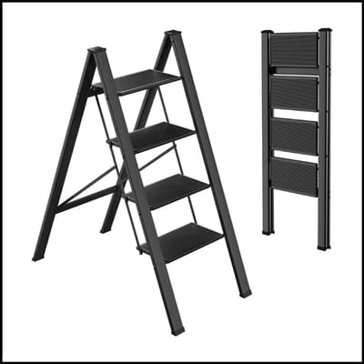 Opvouwbare Aluminium Trapladder - Lichtgewicht Stapladder - Antislip Treden - Hoog Draagvermogen - Compact Opbergontwerp