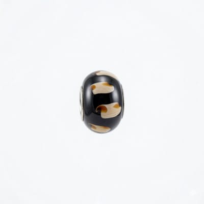 Quiges - Glazen - Kraal - Bedels - Zwart - Bruine - Streepjes - met - Bead Past op alle bekende merken - armband