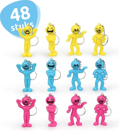 Isa's Friends® - Uitdeelcadeautjes Sleutelhangers Mannetje - 48 stuks - Traktatie