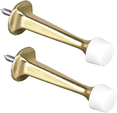 Deurstopper Set van 2, Wandmontage met Rubber Buffer, Ideaal voor Binnen en Buiten, 73mm Goudkleurig, Duurzaam en Stijlvol