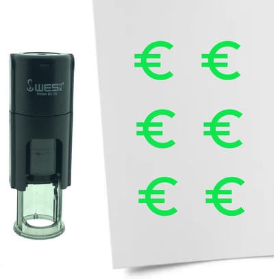 CombiCraft Stempel Euro teken 10mm rond - groene inkt