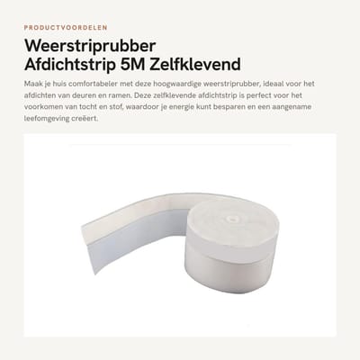 Dailygoods- Weerstriprubber 5M 45mm - Zelfklevende Afdichtstrip - Siliconenrubber - Wind/Stof Preventie - Bruin/Zwart/Wit - Schokbestendig