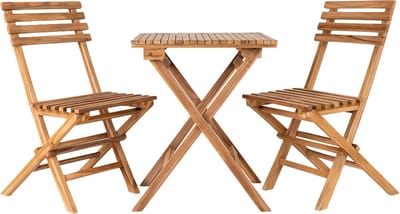 Artichok Lenneke Houten Bistroset Naturel - Teakhout - Set van 2 Tuinstoelen + Tuintafel - Balkonset