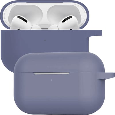 Case - Geschikt voor Apple AirPods Pro 2 - Siliconen Hoes met Clip - Silicone Hoesje Cover - Grijsblauw