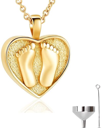 Luxe Ashanger - met Ketting (55 cm) - Voor As, Haren of Parfum - Assieraad - As Ketting - Gedenksieraad - Urn - As Hanger - Incl. As vuller en Opbergzakje - Gold Feet