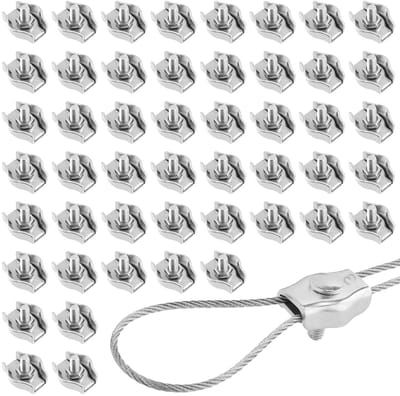 Set van 50 M3 kabelclips, roestvrijstalen kabelbevestigingen, kabelklemmen voor kledinglijn en zeilspanning, ideaal voor buitengebruik en organisatie