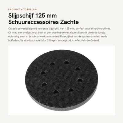 Dailygoods- Slijpschijf 125mm - Zachte Spons - Interface-pad - Schuurmachine Accessoires - Trillingsdemping - Eenvoudig te Installeren - Schuurpad