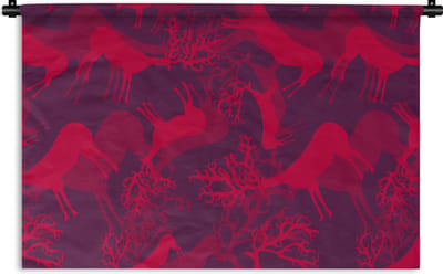 Wandkleed - Wanddoek - Hert - Patroon - Kleuren - 90x60 cm - Wandtapijt