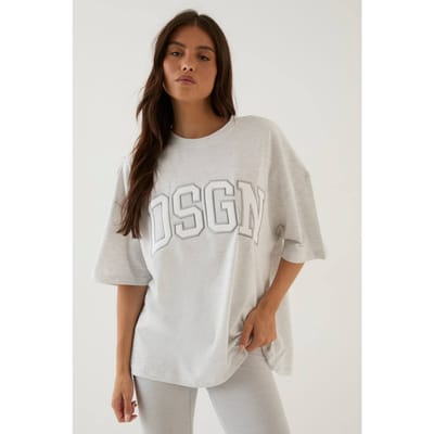 Dames Dsgn Studio Collegiate Applicatie Oversized T-shirt | Asgrijs | Maat: XS