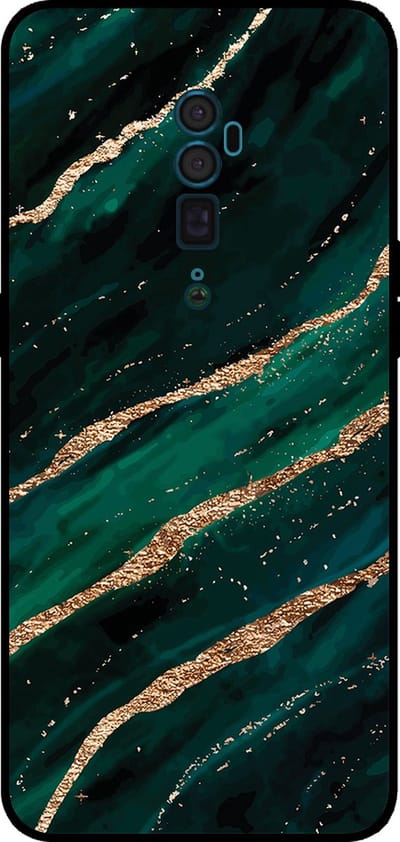 Smartphonica Telefoonhoesje Geschikt voor Oppo Reno 10X Zoom met marmer opdruk - TPU backcover case marble design - Groen Goud geschikt voor Oppo Reno 10x Zoom