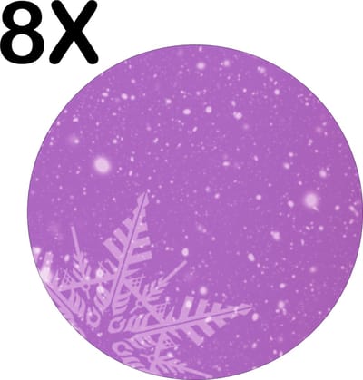 Luxe Ronde Placemat - Paarse Winter Achtergrond - Kerst Sfeer - Set van 8 Placemats - 50x50 cm - 2 mm dik Vinyl - Anti Slip - Afneembaar