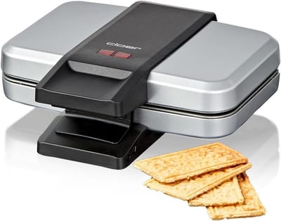Speculaas wafelijzer - Koekjes maker - Feestelijke baksels - Bakt vier koekjes - 6x11 cm per stuk - Zilver