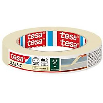 tesa schilderstape CLASSIC, 50 m × 19 mm, binnenzijde, schone randen, oplosmiddelvrij, restenvrij 10 dagen