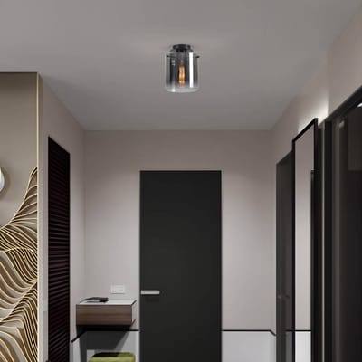 Searchlight Zweden plafondlamp, zwart/rookgrijs, 1-lamp, staal, glas