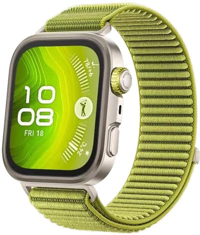 Nylon bandje - geschikt voor Huawei Watch Fit 5 (PRO), Watch Fit 4 (Pro), Watch Fit 3 - geribbeld met klittenband - groen