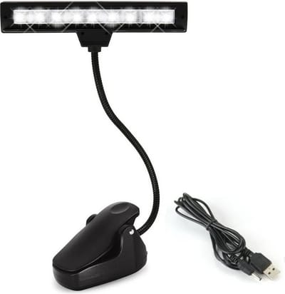 WiseGoods Premium Lessenaarlamp - Pianolamp - Piano LED Lamp - Leeslamp - Leeslampje - Bedlamp - Leeslampen - Leeslampjes - Zwart